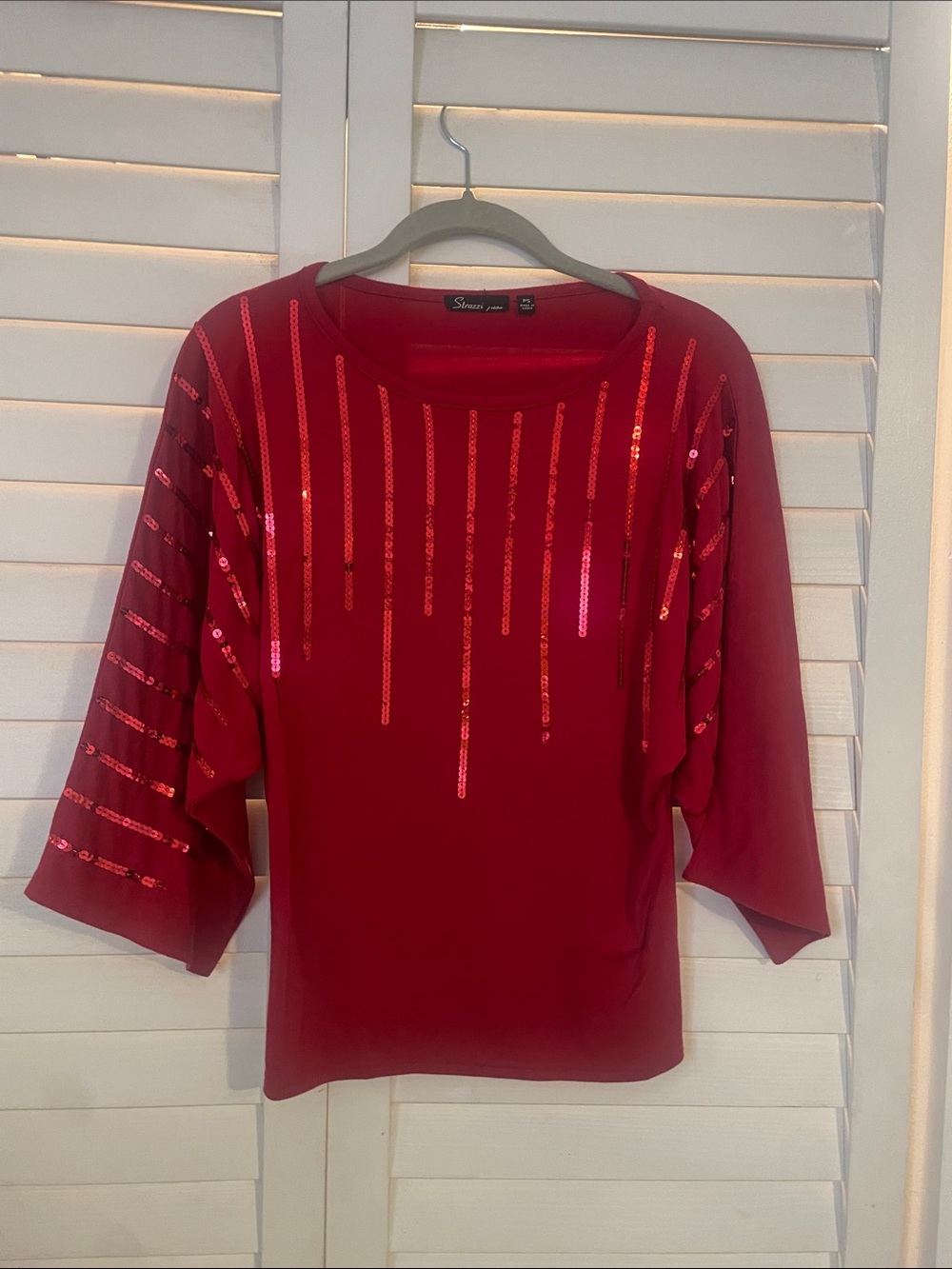 Silhouette Red Sequin-Accent Women's Top